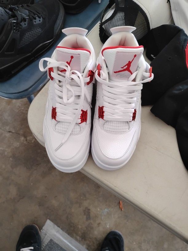 Jordan 4s White And Red Color Red