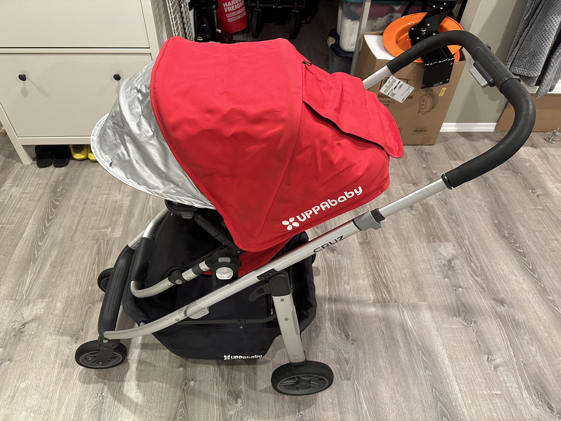 Uppababy Cruz Denny Red Stroller With Toddler Seat 