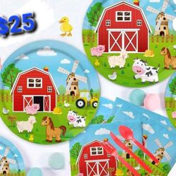 Farm Animal Party Supplies Tableware Set