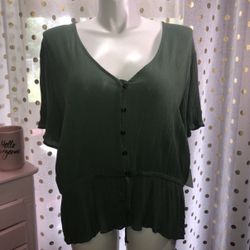NEW WITH TAGS Moral Fibers Size 3X Thin Green Button Down Shirt