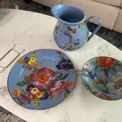 MacKenzie-Childs 3 Pc Set includes hanging plate holder