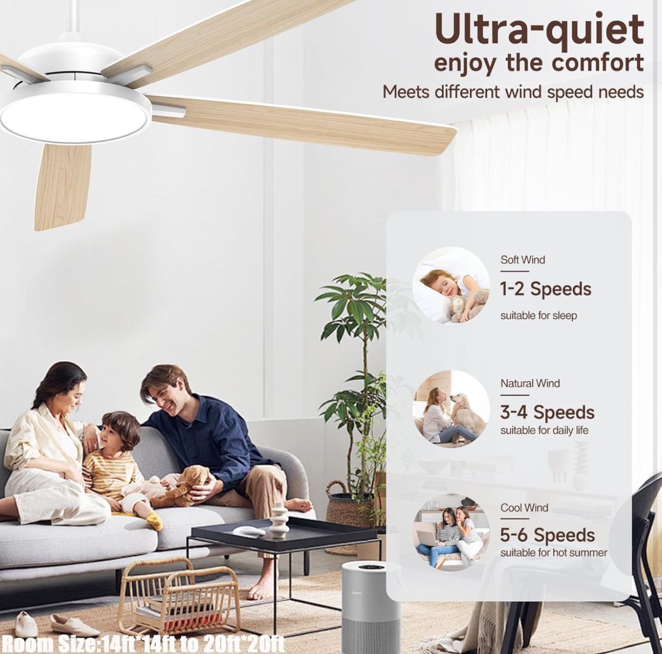 Ceiling Fans with Lights,62 Inch Smart Ceiling Fan,Remote and App