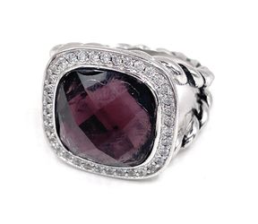 New Sterling Silver Ring With Amethyst Size 8