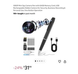 Brand new 1080P Mini Camera Pen with 64GB Memory Card, for Security, Business Recording & Personal Use, One-Button Operation  Whitestone/Flushing, Que