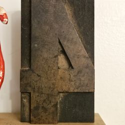 Vintage Midcentury Number 4 Printing Block 