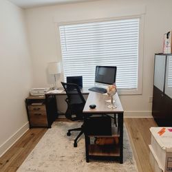 L Shape Desk with Drawer Set