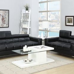 Black Leather Sofa & Loveseat 