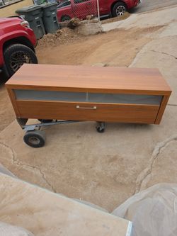 Wood TV Stand with Glass Door and Drawer