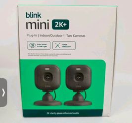NEW 2 Pack of Blink Mini 2K+ Plug-in Indoor/Outdoor Cameras Night Vision BLACK