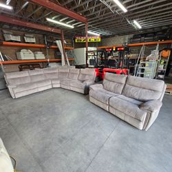 🛋️ Tilden Fabric Gray Power Reclining Sectional Sofa