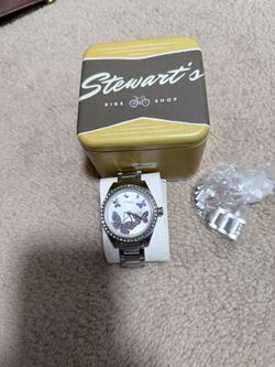 Fossil Silver and Purple Butterfly Watch