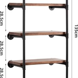 Industrial Wall Mounted Pipe Shelving,Rustic Metal Floating Shelves,Steampunk Real Wood Bookcases,DIY Bookshelf Hanging Shelves,Farmhouse Kitchen Bar 
