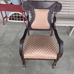 Victorian mahogany pink upholstery chair with great detail