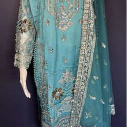 Pakistani Dress 3-Piece Set Size Large Embroidered Sequence