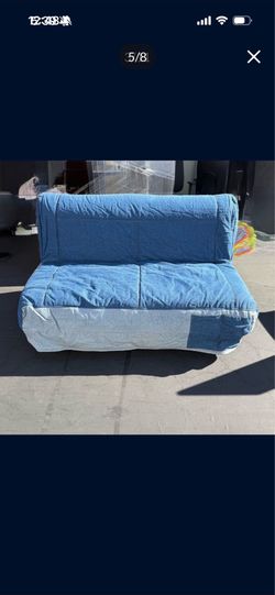 IKEA LYCKSELE LÖVAS Full Size Sleeper Sofa Futon with Denim Cover Very Clean and Excellent Condition