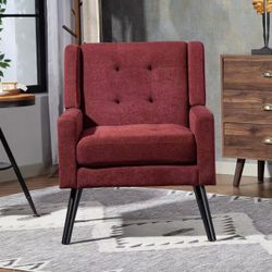 Accent Chair, Plush Linen Fabric 