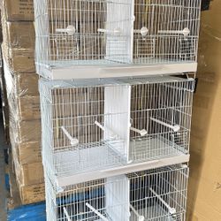 3 Stacked Breeding Breeder Birds Cages With Center Divider 