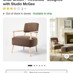Corallina Upholstered Wooden Accent Chair Brown - Threshold™ Furniture. Comes with 2 sitting Chairs and 1 footstool. Selling as a set 