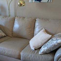 Couch Beige/Grey Leather 