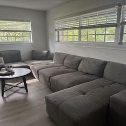 Modern Gray Fabric Sectional Sofa – Comfortable