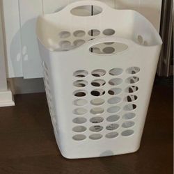 White Plastic Laundry Hamper Bin