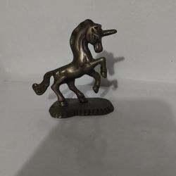 VINTAGE BRASS UNICORN FIGURINE 4" -AQ99