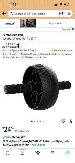 Sports Research Ab Wheel Roller with Knee Pad | Sturdy 3" Wheel for Core Workouts in The Gym or at Home