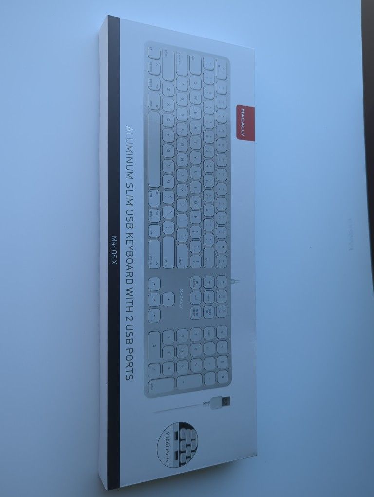 Macally Aluminum USB Keyboard With 2 USB Porta