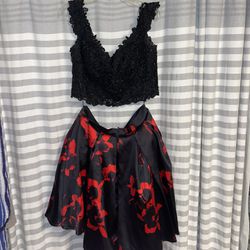 Red And Black Two Piece Formal Dress