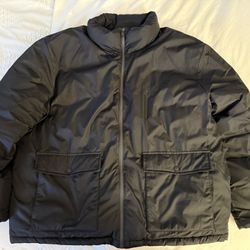 Gap Men Black Puffer Jacket XL Modern PrimaLoft Recycled Pocket Long Sleeve