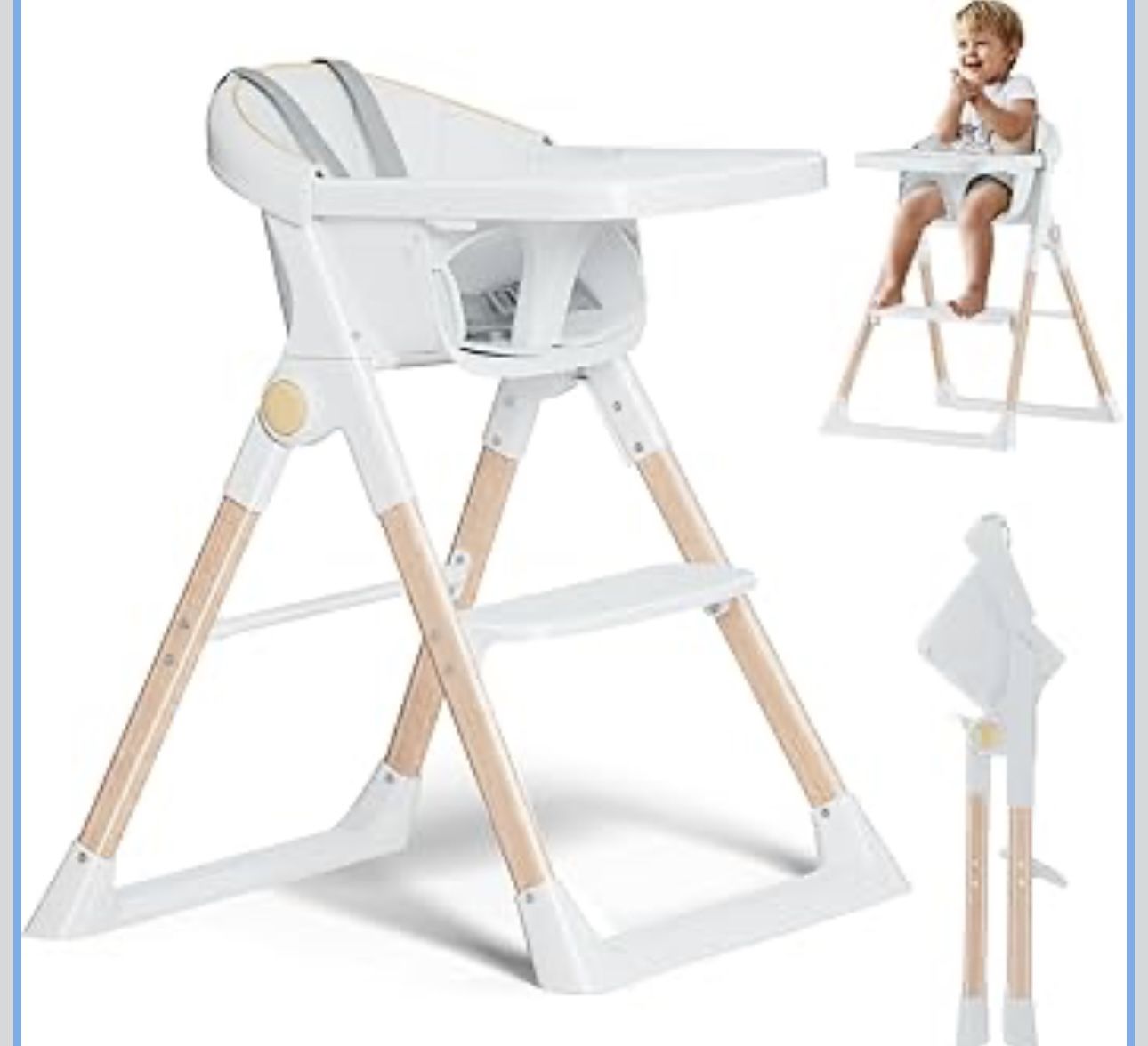 Baby High Chair, High Chairs for Babies and Toddlers, Convertible Folding High Chair
