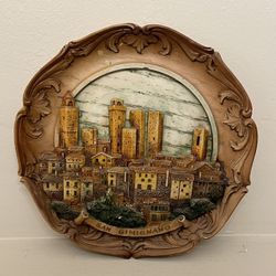 Vintage 3D Resin Italian San Gimignano Wall Plaque