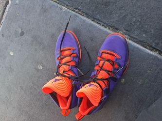 Purple and Orange High-Top Jordans