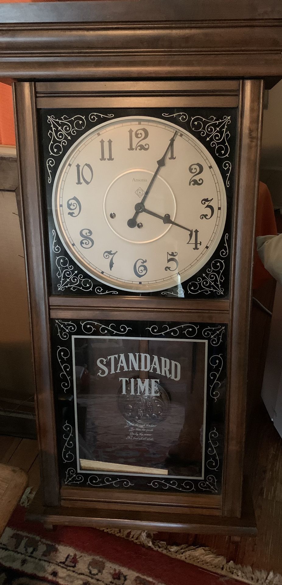 Gorgeous Antique Wall Clock from Ansonia Clock Co. Established in 1851.