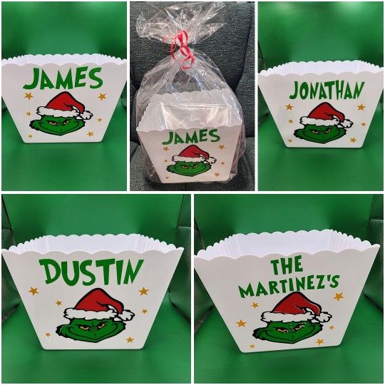 π Personalized Grinch Popcorn Tub π (PICK UP ONLY NE 93306)