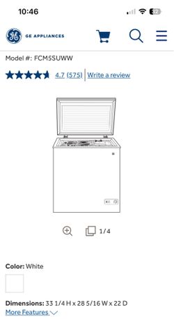 GE® 5.0 Cu. Ft. Manual Defrost Chest Freezer