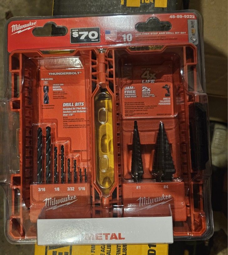 10pcs Milwaukee Black Oxide Step Drill Bit Set (FIRM 30.00)