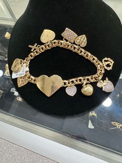 Gold solid charm bracelet