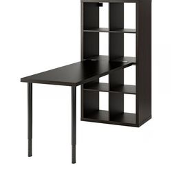 Ikea/ LINNMON shelving unit with inserts and desk attached 80$cash perfect condition