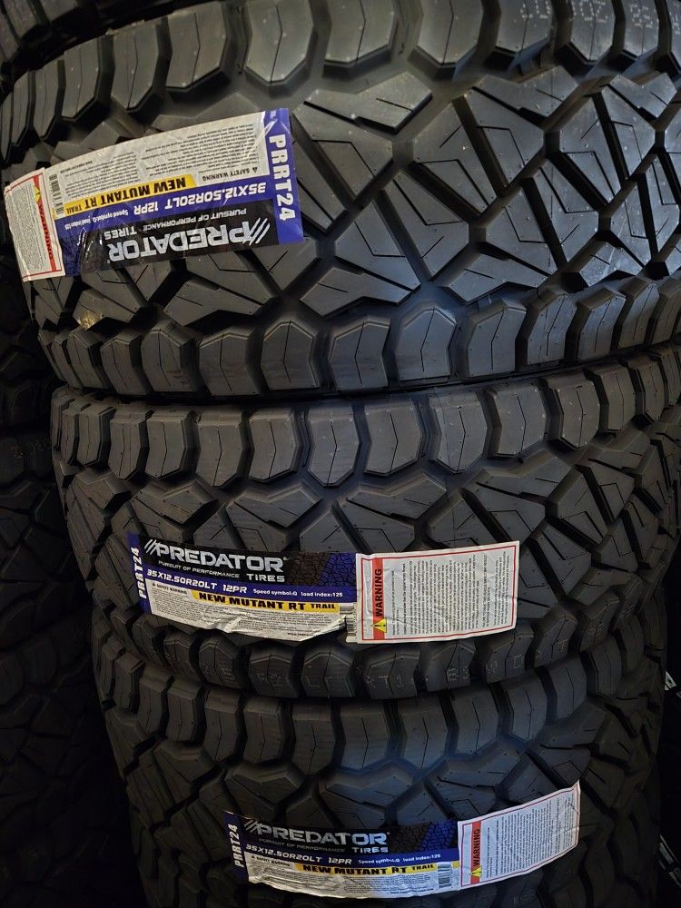 (4) 35x12.50r20 Predator R/T Tires 35 12.5 20 RT 12-ply F Rated