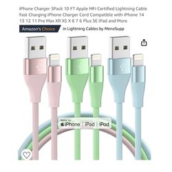 Brand new iPhone Charger 3Pack 10 FT Apple MFi Certified Lightning Cable Fast Charging iPhone Charger Cord Compatible with iPhone 14 13 12 11 Pro Max 