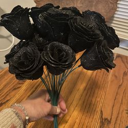 Black Roses Artificial Flowers, 22 pcs Roses Artificial Roses with Stems