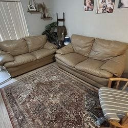 Beige 100% Leather Couches