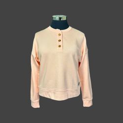 Carhartt Women’s Loosefit Peach Color French Terry Henley Sweatshirt Sz S (4-6)