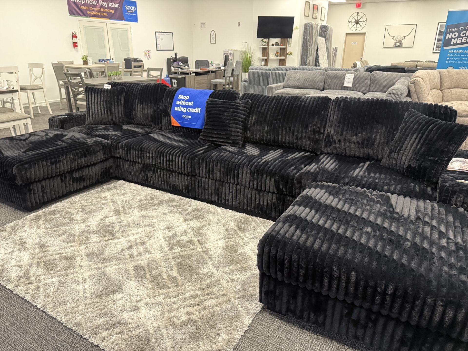 Black XL Corduroy Sofa Sectional Set - Free Delivery Promo