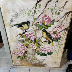 Antique Abstract Oil Painting Signed Lee Reynolds 40.5”Lx51”H