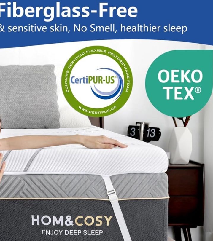 Firm Memory Foam Mattress Topper Queen 4 Inch with Removable Silk Cover, Premium Cooling Egg Crate Gel+ Bamboo High-Density Memory Foam Mattresses Top