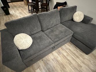 Living Spaces Couch with Storage and Pull Out Bed