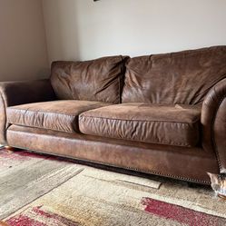 Leather Couch And Chair + Footrest 