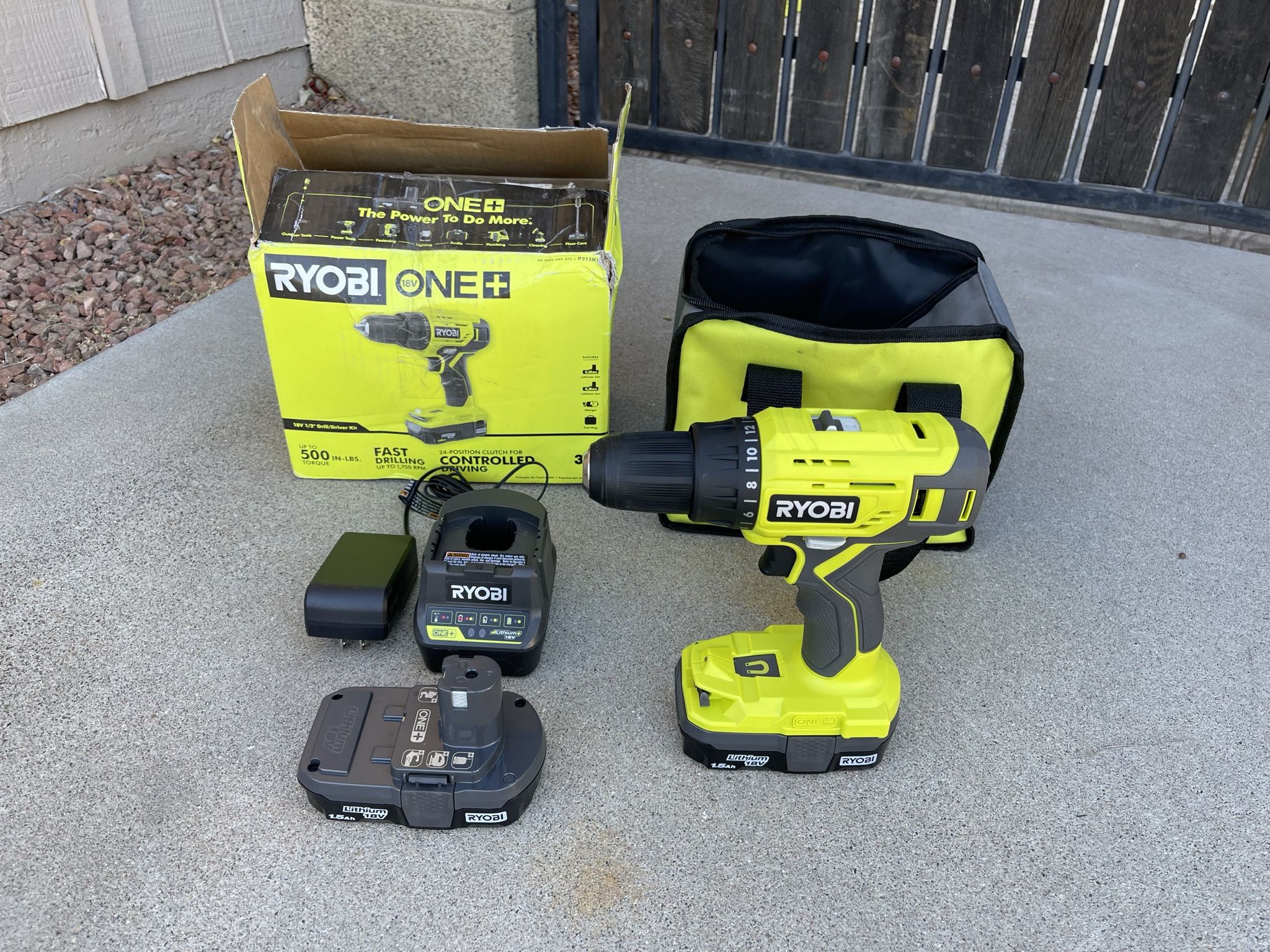 RYOBI ONE+ 18V Lithium Ion Cordless 1/2 Drill/Driver Kit with